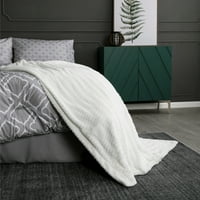 Креветот фрли ќебе за кауч стол софа и кревет - Fau Fur Reversible Fleece Blackete Супер меко меко лесен фрлање (50 x60