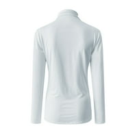 Womenените обична цврста боја со долга ракав Туртленек Блуза врвови тенок вклопни маички кошули плус големина на врвови на туника
