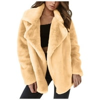Есенска облека KETEYH-CHN за жени случајни јакна за палто за зимско палто беж, л