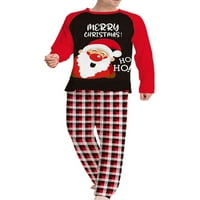 Glonme со долг ракав за спиење за жени мажи деца Божиќ, празник за одмор, права нога еластична половината PJ поставува црвено