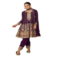 Фестивал на виолетова Еид, чинон муслимански стил, краток фустан од анкарли курти за жена од панџаби 8462