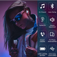 Урбани Улични Пупки Плус Вистински Bluetooth Безжични Слушалки ЗА LG K Со Активно Поништување На Бучавата Сино