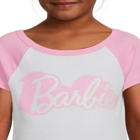 Графичка маица на ракав Барби Девојки Раглан, големини со 4-18