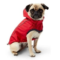 Пет Куче Дожд Капут Реверзибилна Еластофит Водоотпорна Облека За Мали Средни Големи Кучиња Миленичиња, Црвена, 2XS