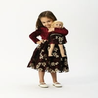 Dollie & Me Holiday Velvet & Shine фустан со совпаѓање на кукли од 18