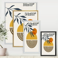 DesignArt 'Апстрактни форми со ботанички минималистички лист IV' модерна врамена платна wallидна уметност печатење