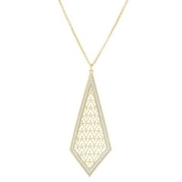 & O 14kt злато позлатена шема на триаголник со сјајно дијамантски облик на приврзок ѓердан