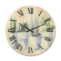 DesignArt 'Succulent and Cactus House Ranstrance v' Farmhouse Wood Wod Woodиден часовник