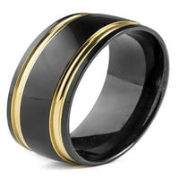 Крајбрежен накит со црна позлатена два тона не'рѓосувачки челик жлечен прстен
