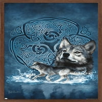 Бригид Asвуд - Келтски Волк Ѕид Постер Со Дрвена Магнетна Рамка, 22.375 34