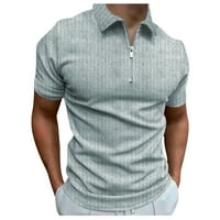 Машки Маици Печатени Кратки Ракави Обичен Патент Свртете Јака Лента Блуза Врвови Мажи