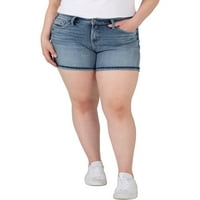 Сребрени фармерки копродукции Co. Women'sенски плус големина Ејвори Високи фармерки со права нозе