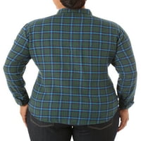 Women'sенски плус кошула со фланел со долг ракав