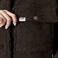 Leekенски женски долг ракав исечен јакна од кошула Шерпа