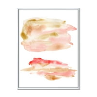 DesignArt 'Апстрактни облаци поставени со розово злато беж и црвена' модерна врамена платно wallидна уметност печатење