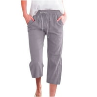 Панталони за Нозе Hueook За Жени Плус Големина Секојдневен Памук И Лен Цврста Врвка За Влечење Еластични Лабави Измиени Панталони