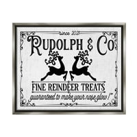 Stuple Industries Rudolph & Co Гроздобер знак графички уметнички сјај сиво лебдечки врамен платно печатење wallидна уметност,