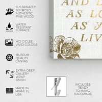 Wynwood Studio Typography и цитати wallидни уметности платно печати „Sufe and Live Roses“ Loveубовни цитати и изреки - злато,