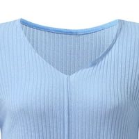 Женски Џемпер Блузи Цврсти Неправилни Зимски Есенски Пуловер Боја V-Вратот И Блуза Пуловер Скокач Врвови