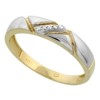 10к Жолто Златен Машки Дијамантски Свадбен Бенд прстен со широка Големина 9,5