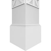 Ekena Millwork 12 W 8'H Craftsman Classic Square Non-Tapered Imperial Fretwork Column W Mission Capital & Mission Base Base