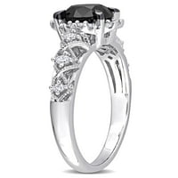 Карат Т.В. Црн и бел дијамант 14KT Бело злато Хало прстен за ангажман на гроздобер