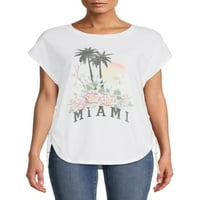 Социјално издание женски јуниори во графички маички за кратки ракави во Мајами