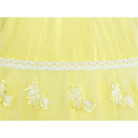 Девојки Се Облекуваат Жолта Пеперутка Извезени Халтер Фустан Години