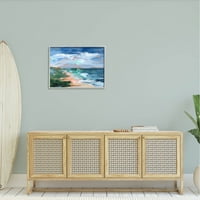 Паѓаат бранови на плажа Апстрактна сцена пејзаж сликарство сива врамена уметничка печатена wallидна уметност