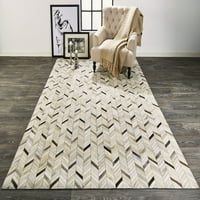Зена модерна кожена килим, шеврон, темно светло сива 8ft 10ft површина килим