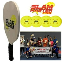 Slam Master Master Wood Pickleball лопатка и премиум топки за кисели краставички - лесна лопатка за сите возрасти и нивоа -