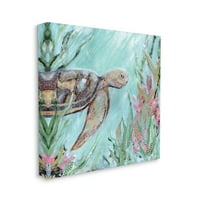 Слупела подводна морска желка пливање корална пејзаж галерија за сликање завиткана од платно печатење wallидна уметност