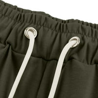 Stroungенски женски модни еластични џебови на половината на половината цврста боја, панталони за спортски шорцеви, проточни