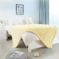 Уникатни поволни цени бушаво крзно од крзно декоративно ќебе бледо жолто фрлање