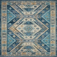 Лолои II Зион Зио- Југозападен традиционален килим, сина, 2 '3 3' 9