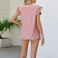 Летни врвови за женски пулвер блуза тркалезно деколте кратко ракав печатено розово xl