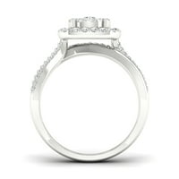 3 4CT TDW Diamond 14k Бело злато ореолски прстен за ангажман