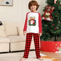 Божиќни пижами За Жени Божиќна Мода Долги Ракави Дете Кариран Печатен Врв+Панталони Семејство Појавување Пижами Постави Црвено