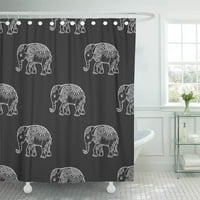Тајланд Со Слон На Црно Од Животно Изработени Во Шема Текстил Апстрактни Африкански Туш Завеса Бања Завеса