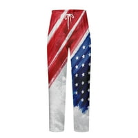 Панталони Директно Американски Ден На Независноста 3д Печатени Модни Креативни Секојдневни Панталони Сини XL