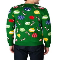 Машки грда џемпер Зимски одмори грди Божиќни џемпери празнични забави Машки плетен џемпер со пуловер со светла со батерии