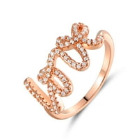 18К розово злато позлатено кубна цирконија „loveубов“ прстен